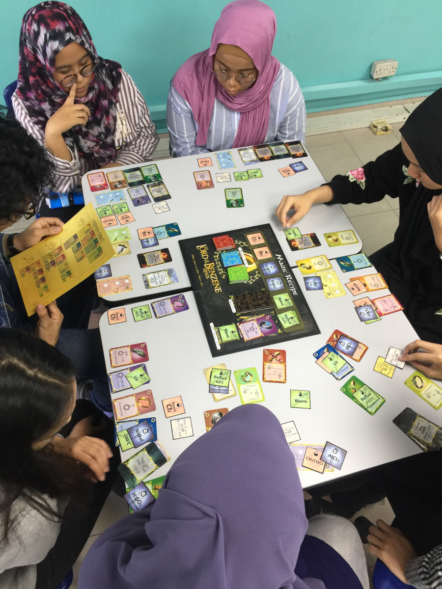 Students playing the board game. Photo by the author
