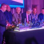 Prof Ezrin (third from left) with former deans of the faculty. Photo by the author