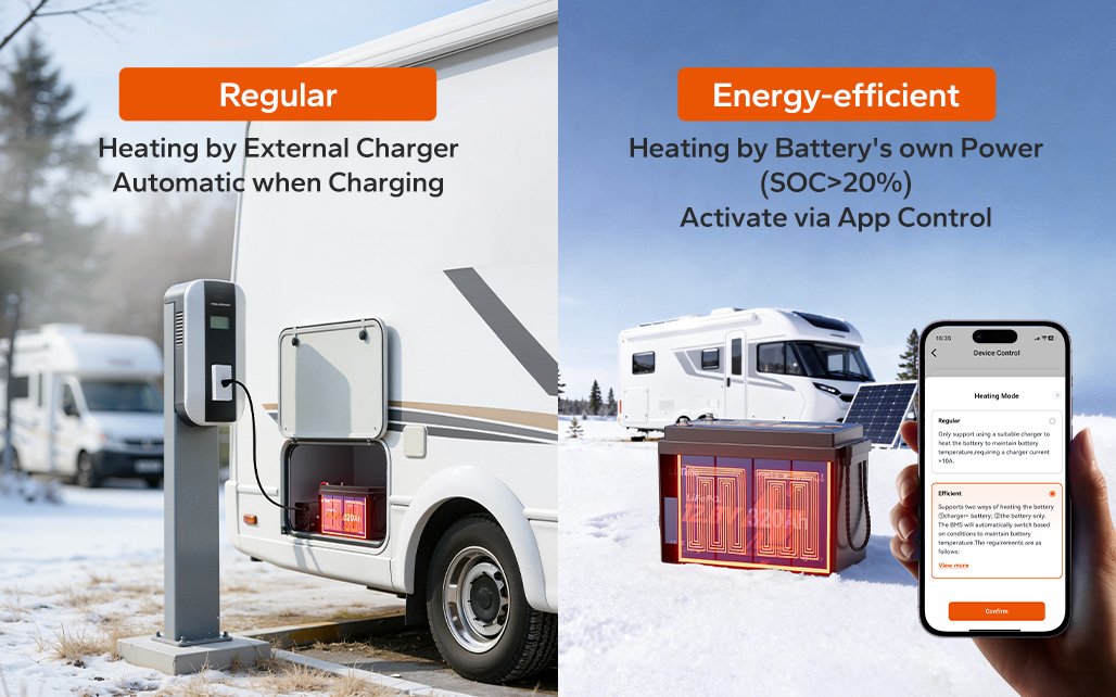 LiTime 12V 320Ah mini smart self-heating battery with regular and energy-efficient heating modes