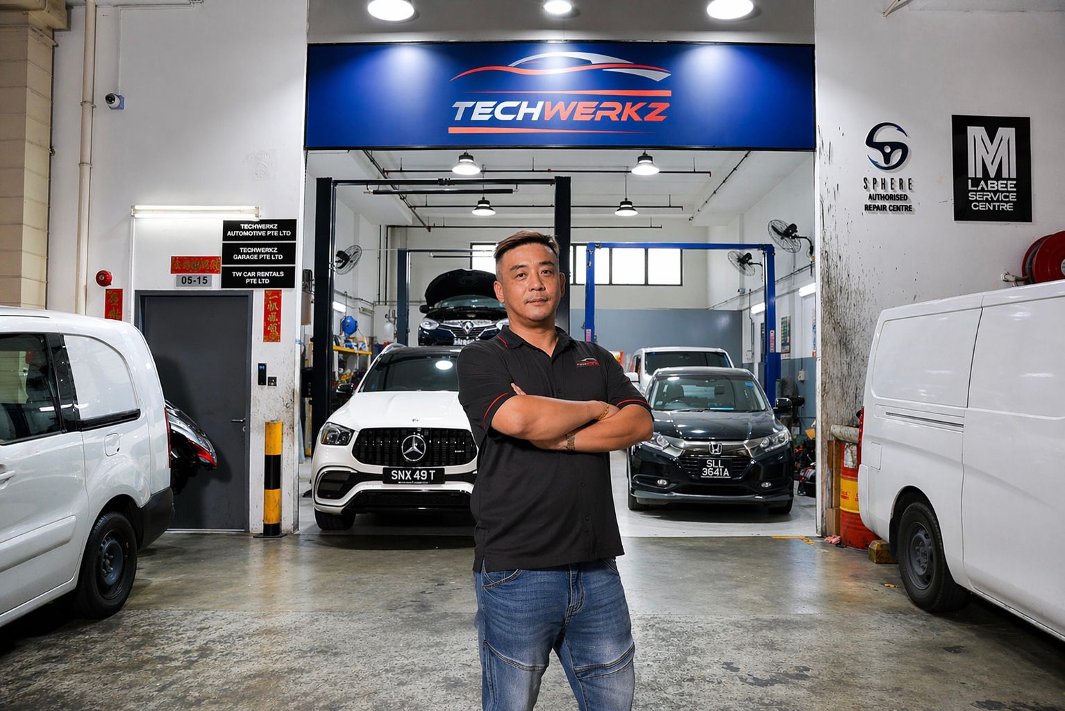 Bernard Teo, Founder of Techwerkz Automotive Pte Ltd, at the company's automotive workshop in Singapore.