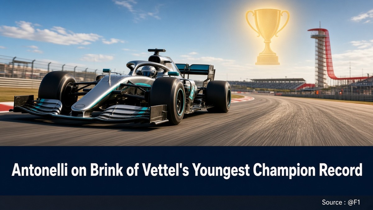 News graphic: Antonelli on the brink of breaking Vettel's youngest champion record. Source : @F1