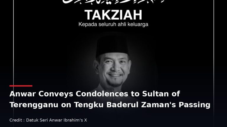 Condolence notice for Tengku Baderul Zaman shared by Datuk Seri Anwar Ibrahim