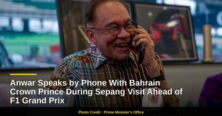 Anwar Speaks by Phone With Bahrain Crown Prince During Sepang Visit Ahead of F1 Grand Prix