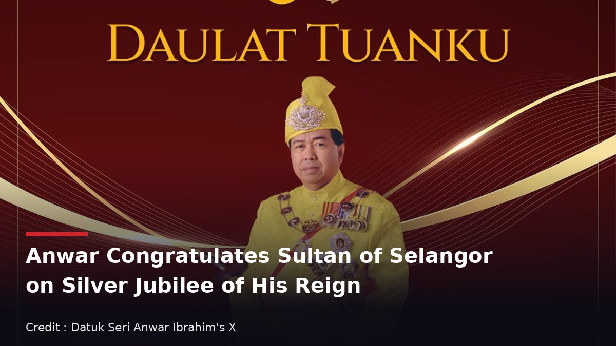 Sultan of Selangor Sultan Sharafuddin Idris Shah in royal regalia on a Silver Jubilee greeting card
