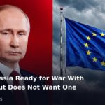 Vladimir Putin beside the European Union flag