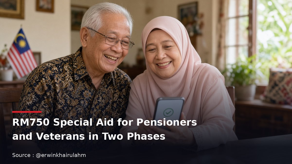 Illustration of a retired Malaysian couple checking a phone at home