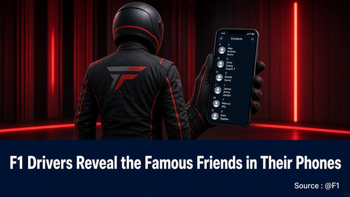 News graphic: F1 drivers reveal the famous friends in their phones. Source : @F1