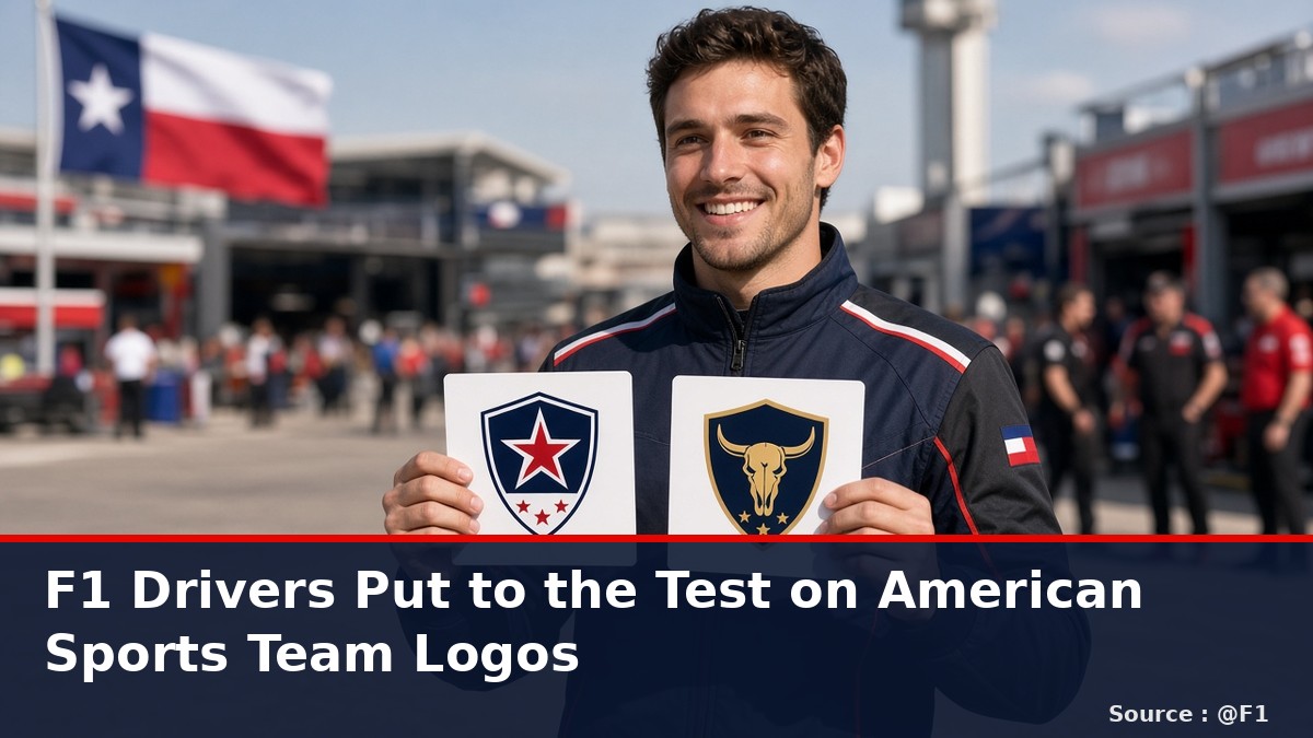 News graphic: F1 drivers put to the test on American sports team logos. Source : @F1