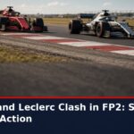 News graphic: stewards take no further action over Russell and Leclerc FP2 incident in Austin. Source : @F1