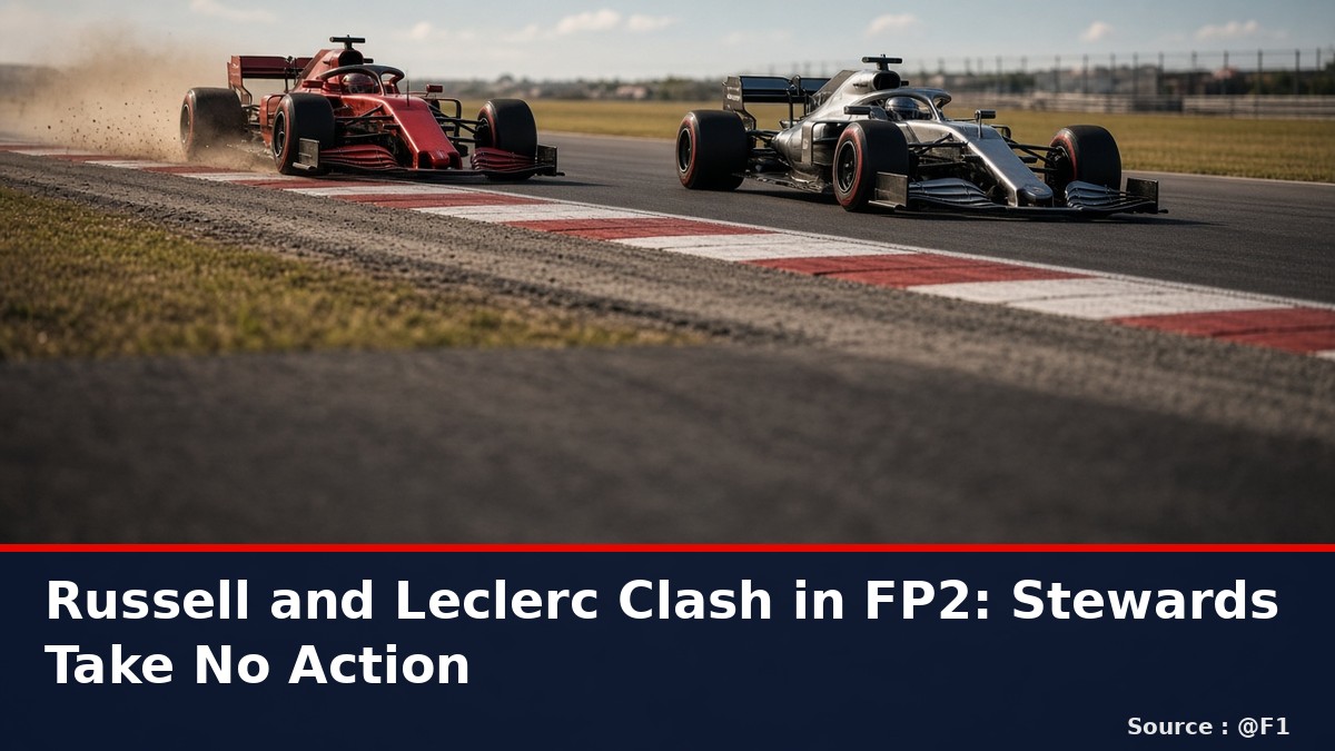 News graphic: stewards take no further action over Russell and Leclerc FP2 incident in Austin. Source : @F1