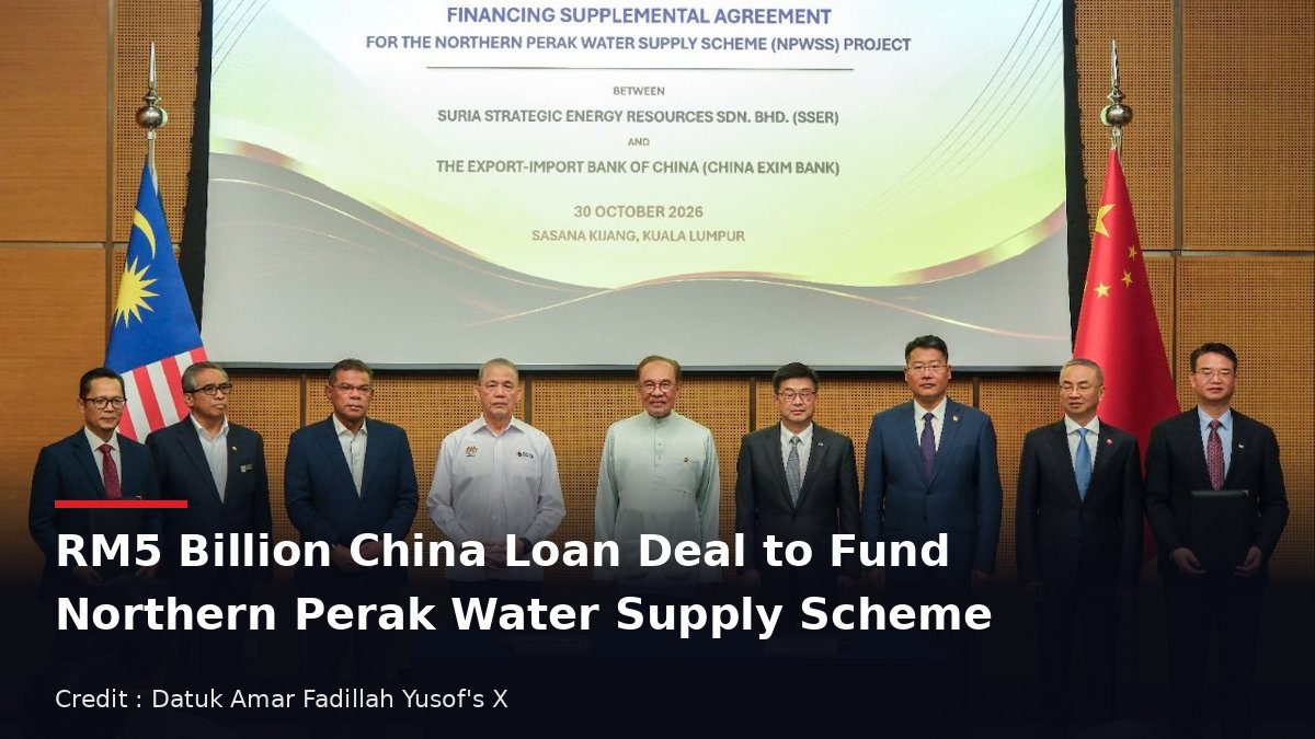 Officials including Prime Minister Anwar Ibrahim and Deputy Prime Minister Fadillah Yusof at the NPWSS financing agreement signing ceremony at Sasana Kijang, Kuala Lumpur