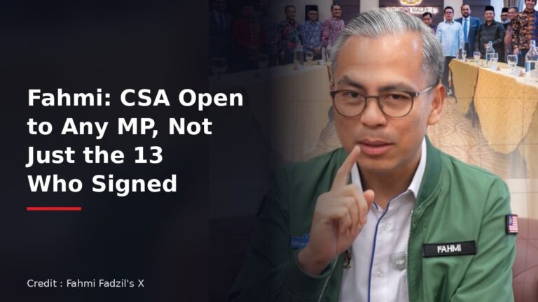 Communications Minister Fahmi Fadzil explaining the confidence and supply agreement