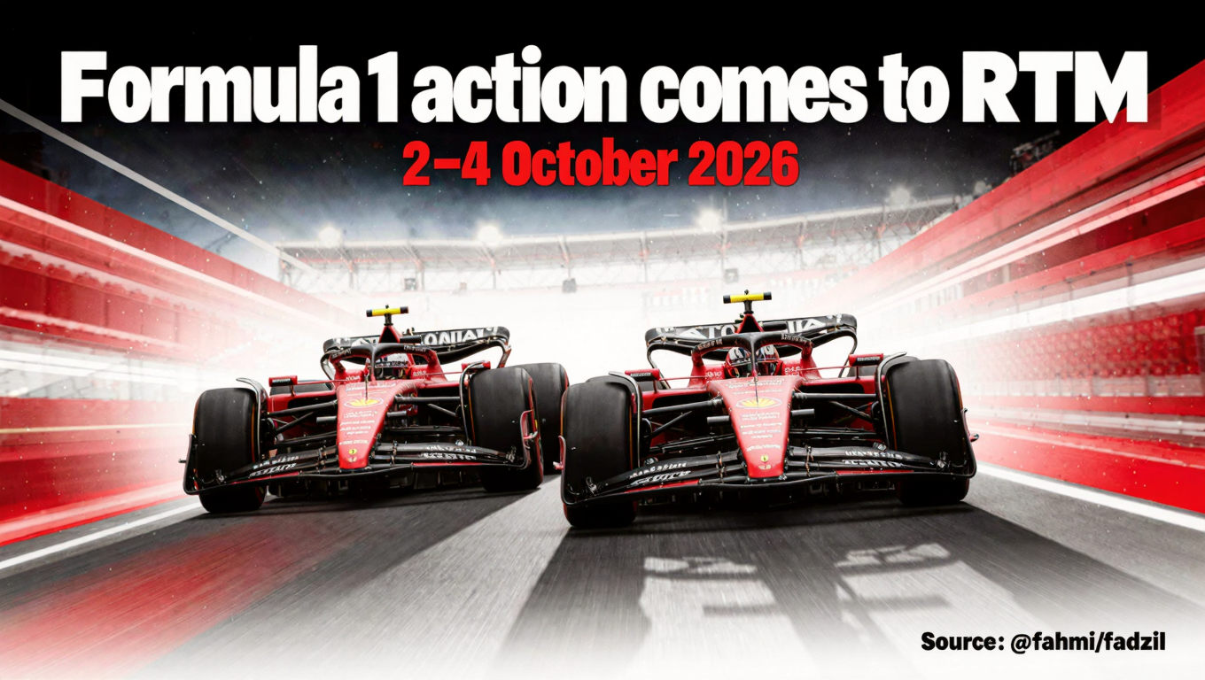 Formula 1 action comes to RTM, 2–4 October 2026; source Fahmi Fadzil