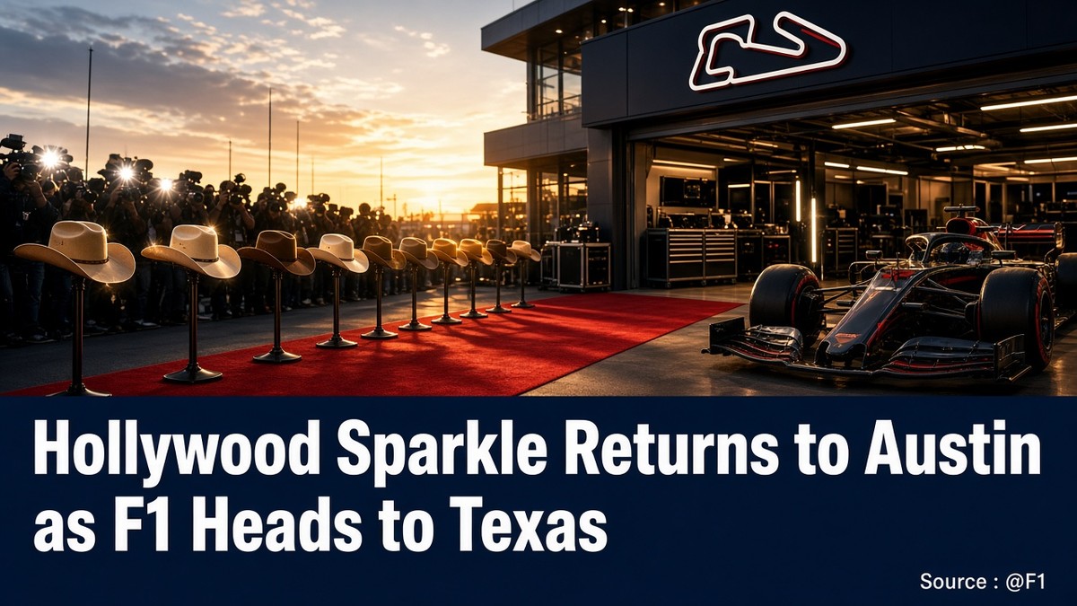 News graphic: Hollywood sparkle returns to Austin as F1 heads back to Texas. Source : @F1