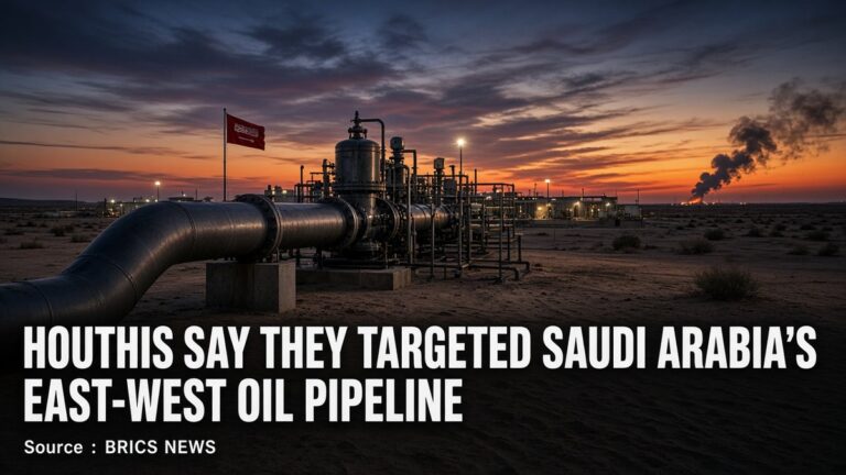 Houthis say they targeted Saudi Arabia's East-West oil pipeline. Source : BRICS NEWS
