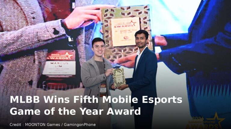 MOONTON Games' Marcus Lim receives MLBB's Mobile Esports Game of the Year award at the GamingonPhone Awards 2026 in Bangkok