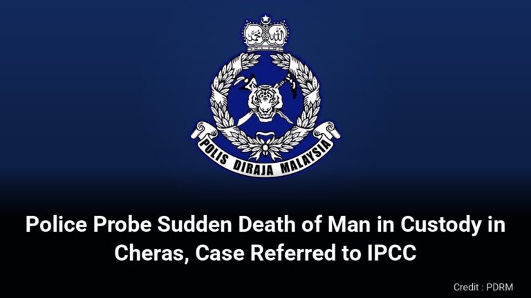 PDRM crest with headline: Police Probe Sudden Death of Man in Custody in Cheras, Case Referred to IPCC