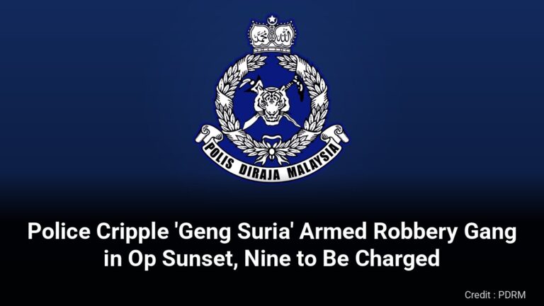 Royal Malaysia Police crest with headline on Op Sunset against Geng Suria