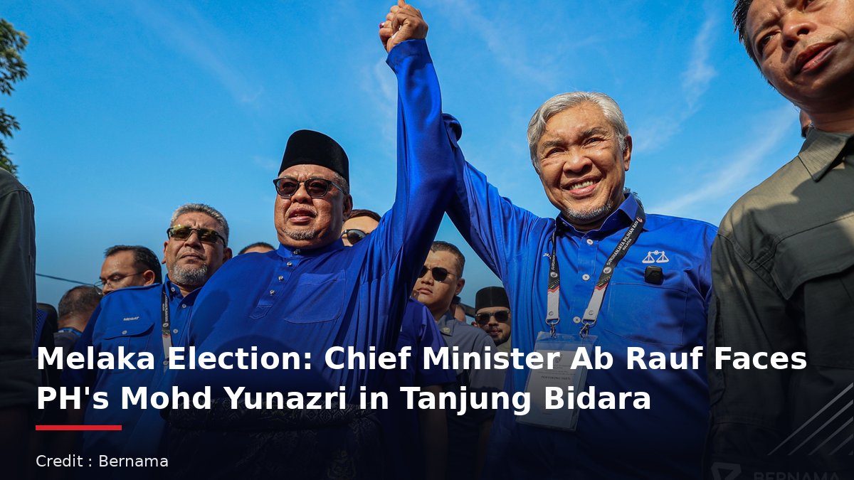 Melaka Election: Chief Minister Ab Rauf Faces PH’s Mohd Yunazri in Tanjung Bidara